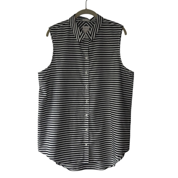 Chico's Tops - Chico’s black and white striped sleeveless button front top size 3